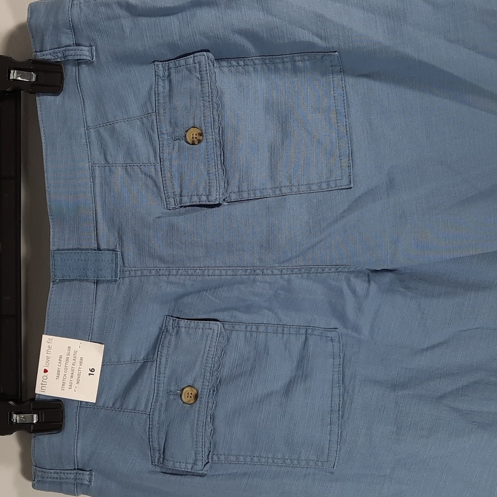 NWT INTRO ❤ LOVE THE FIT blue Tabby Capri pants, Sz 16 - Picture 8 of 13